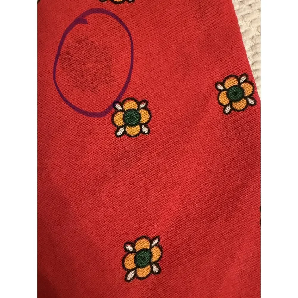 Vintage Austrian Folk Art Round Tablecloth 62” Red Floral DELLA TORRE 3757/20